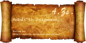 Asbóth Zsigmond névjegykártya